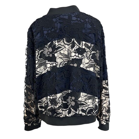 ASOS Curve Women Jacket Contrast Lace Bomber Floral Black Blue Plus Sz 20 EU 52 - Picture 6 of 10